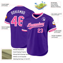 Load image into Gallery viewer, Custom Purple Pink-White Authentic Throwback Baseball Jersey
