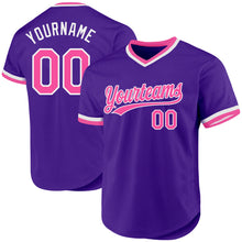 Load image into Gallery viewer, Custom Purple Pink-White Authentic Throwback Baseball Jersey
