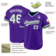 Load image into Gallery viewer, Custom Purple Green-Gray Authentic Throwback Baseball Jersey
