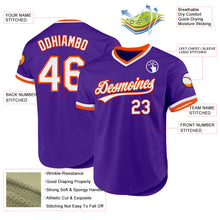 Load image into Gallery viewer, Custom Purple White-Orange Authentic Throwback Baseball Jersey
