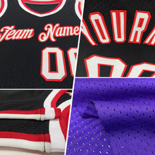 Load image into Gallery viewer, Custom Purple White-Gold Authentic Throwback Basketball Jersey
