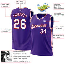 Load image into Gallery viewer, Custom Purple White-Red Authentic Throwback Basketball Jersey
