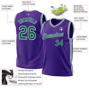 Custom Purple Kelly Green-White Authentic Throwback Basketball Jersey