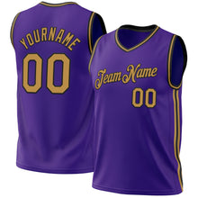 Load image into Gallery viewer, Custom Purple Old Gold-Black Authentic Throwback Basketball Jersey
