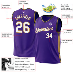 Custom Purple Old Gold-Black Authentic Throwback Basketball Jersey