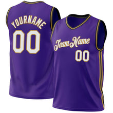 Load image into Gallery viewer, Custom Purple Old Gold-Black Authentic Throwback Basketball Jersey
