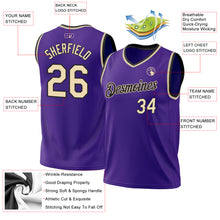 Load image into Gallery viewer, Custom Purple Cream-Black Authentic Throwback Basketball Jersey
