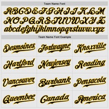Load image into Gallery viewer, Custom White Black Pinstripe Black-Gold Authentic Raglan Sleeves Baseball Jersey
