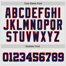 Load image into Gallery viewer, Custom White Navy Pinstripe Navy-Red Authentic Raglan Sleeves Baseball Jersey
