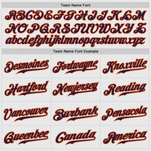 Load image into Gallery viewer, Custom White Navy Pinstripe Navy-Orange Authentic Raglan Sleeves Baseball Jersey
