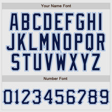 Load image into Gallery viewer, Custom White Navy Pinstripe Navy-Light Blue Authentic Raglan Sleeves Baseball Jersey
