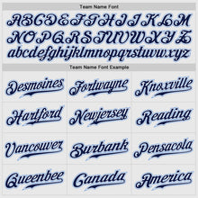 Load image into Gallery viewer, Custom White Navy Pinstripe Navy-Light Blue Authentic Raglan Sleeves Baseball Jersey
