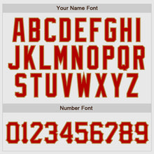 Load image into Gallery viewer, Custom White Red Pinstripe Red-Old Gold Authentic Raglan Sleeves Baseball Jersey
