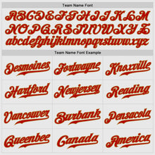 Load image into Gallery viewer, Custom White Red Pinstripe Red-Old Gold Authentic Raglan Sleeves Baseball Jersey
