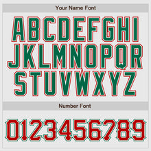 Load image into Gallery viewer, Custom White Red Pinstripe Red-Kelly Green Authentic Raglan Sleeves Baseball Jersey
