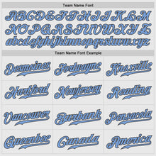 Load image into Gallery viewer, Custom White Light Blue Pinstripe Light Blue-Steel Gray Authentic Father&#39;s Day Raglan Sleeves Baseball Jersey
