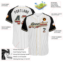 Load image into Gallery viewer, Custom White Black Pinstripe Vintage USA Flag-Black Authentic Raglan Sleeves Baseball Jersey
