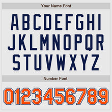 Load image into Gallery viewer, Custom White Orange Pinstripe Orange-Navy Authentic Raglan Sleeves Baseball Jersey
