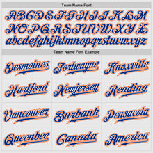 Load image into Gallery viewer, Custom White Orange Pinstripe Royal-Orange Authentic Raglan Sleeves Baseball Jersey
