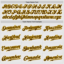Load image into Gallery viewer, Custom White Brown Pinstripe Brown-Gold Authentic Raglan Sleeves Baseball Jersey
