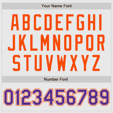 Load image into Gallery viewer, Custom White Purple Pinstripe Purple-Orange Authentic Raglan Sleeves Baseball Jersey
