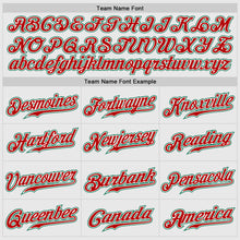 Load image into Gallery viewer, Custom White Kelly Green Pinstripe Kelly Green-Red Authentic Raglan Sleeves Baseball Jersey
