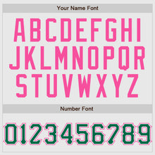 Load image into Gallery viewer, Custom White Kelly Green Pinstripe Kelly Green-Pink Authentic Raglan Sleeves Baseball Jersey
