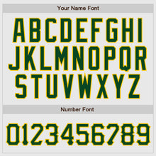 Load image into Gallery viewer, Custom White Green Pinstripe Green-Gold Authentic Raglan Sleeves Baseball Jersey
