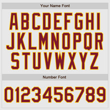 Load image into Gallery viewer, Custom White Crimson Pinstripe Crimson-Gold Authentic Raglan Sleeves Baseball Jersey
