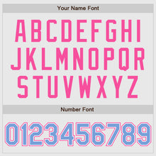 Load image into Gallery viewer, Custom White Pink Pinstripe Light Blue-Pink Authentic Raglan Sleeves Baseball Jersey
