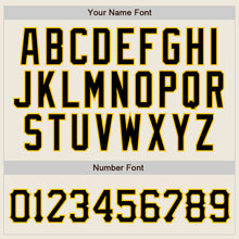 Load image into Gallery viewer, Custom Cream Black Pinstripe Black-Gold Authentic Raglan Sleeves Baseball Jersey
