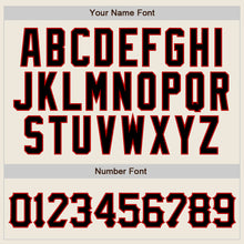 Load image into Gallery viewer, Custom Cream Black Pinstripe Black-Red Authentic Raglan Sleeves Baseball Jersey
