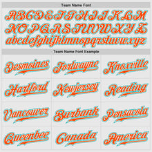 Load image into Gallery viewer, Custom White Aqua Pinstripe Aqua-Orange Authentic Raglan Sleeves Baseball Jersey
