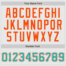 Load image into Gallery viewer, Custom White Aqua Pinstripe Aqua-Orange Authentic Raglan Sleeves Baseball Jersey
