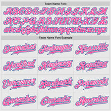 Load image into Gallery viewer, Custom White Pink Pinstripe Royal-Pink Authentic Raglan Sleeves Baseball Jersey
