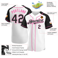 Load image into Gallery viewer, Custom White Black-Pink Authentic Raglan Sleeves Baseball Jersey
