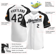 Load image into Gallery viewer, Custom White Black-Gray Authentic Raglan Sleeves Baseball Jersey
