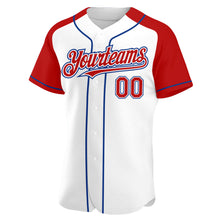 Load image into Gallery viewer, Custom White Red-Royal Authentic Raglan Sleeves Baseball Jersey
