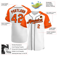 Load image into Gallery viewer, Custom White Orange-Black Authentic Raglan Sleeves Baseball Jersey
