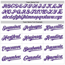 Load image into Gallery viewer, Custom White Purple-Gray Authentic Raglan Sleeves Baseball Jersey
