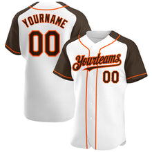 Load image into Gallery viewer, Custom White Brown-Orange Authentic Raglan Sleeves Baseball Jersey
