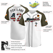Load image into Gallery viewer, Custom White Vintage USA Flag-Black Authentic Raglan Sleeves Baseball Jersey
