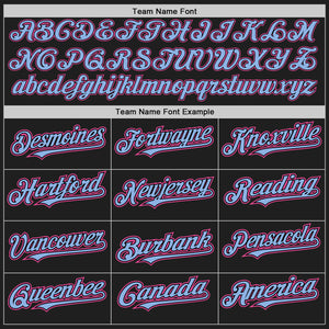 Custom Black Pink-Light Blue Authentic Raglan Sleeves Baseball Jersey