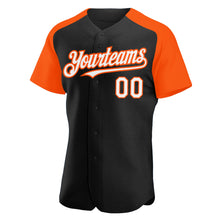 Load image into Gallery viewer, Custom Black White-Orange Authentic Raglan Sleeves Baseball Jersey
