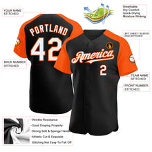 Load image into Gallery viewer, Custom Black White-Orange Authentic Raglan Sleeves Baseball Jersey
