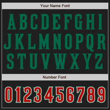 Load image into Gallery viewer, Custom Black Red-Kelly Green Authentic Raglan Sleeves Baseball Jersey
