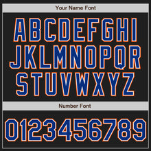 Load image into Gallery viewer, Custom Black Royal-Orange Authentic Raglan Sleeves Baseball Jersey
