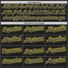 Load image into Gallery viewer, Custom Black Royal-Yellow Authentic Raglan Sleeves Baseball Jersey
