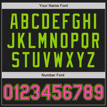 Load image into Gallery viewer, Custom Black Pink-Neon Green Authentic Raglan Sleeves Baseball Jersey
