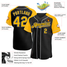 Load image into Gallery viewer, Custom Black Gold-Gray Authentic Raglan Sleeves Baseball Jersey
